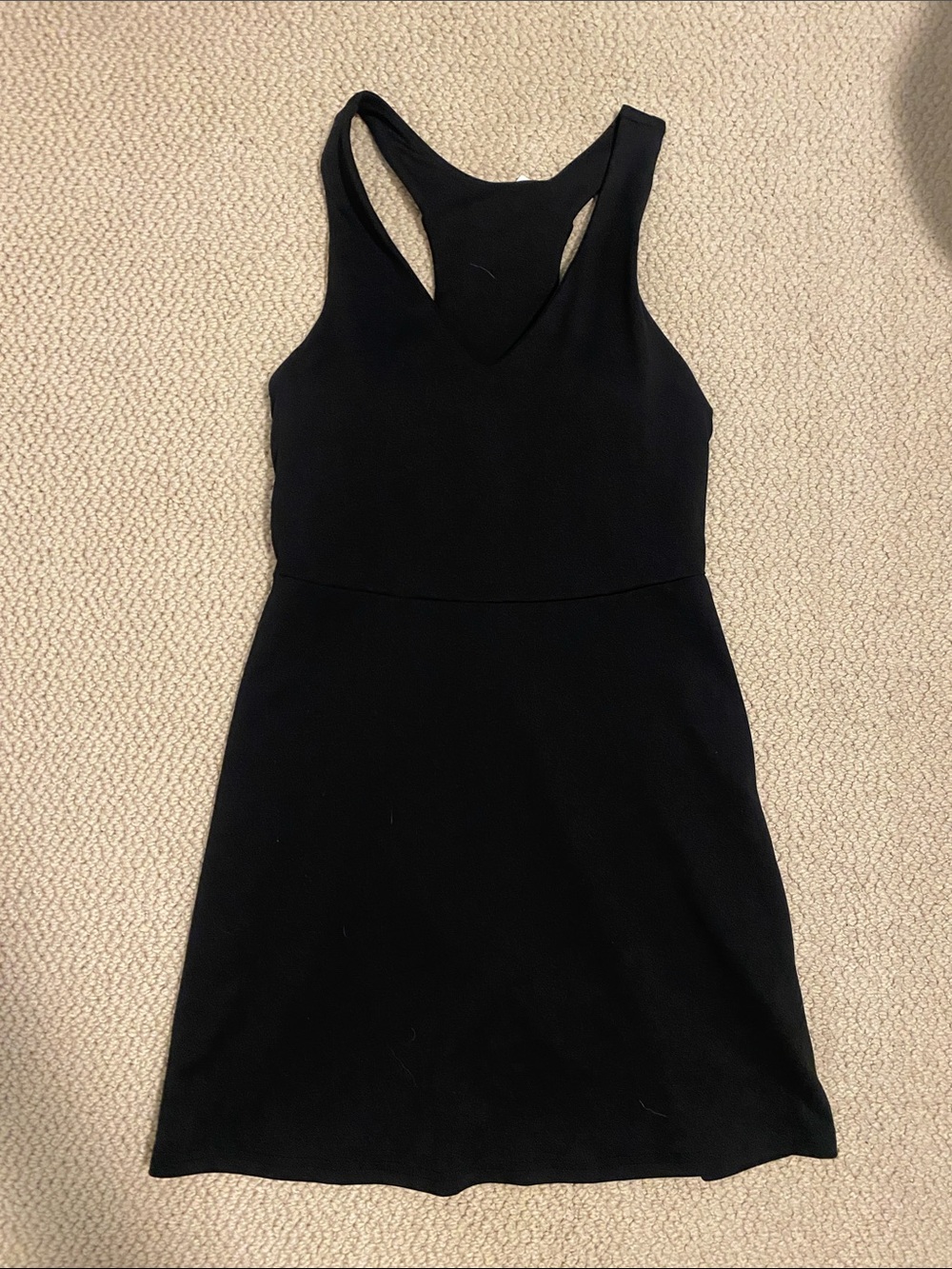 Fabletics Black Racerback Mini Dress with Waist Seam